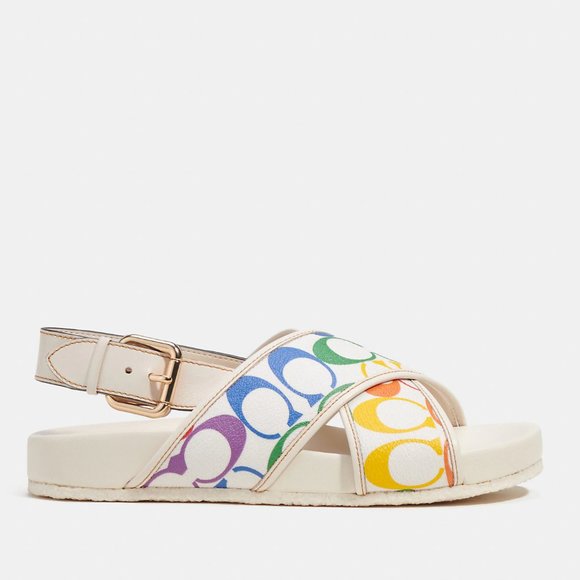 🌈 Coach Adora Sandal In Rainbow Signature Canvas - Picture 4 of 13